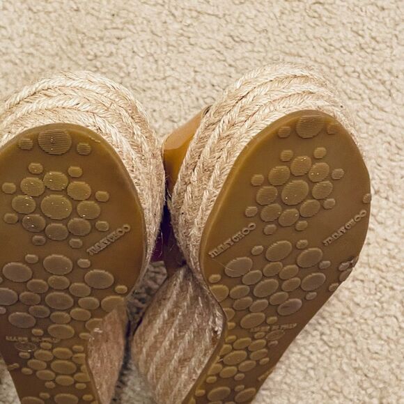 100% authentic Jimmy Choo Tan Patent Leather Espadrilles Sz39 - Picture 4 of 14